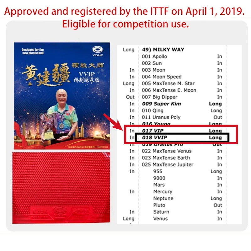 YINHE VVIP Maste Long Pips Tab - Table Tennis Rubber review and price